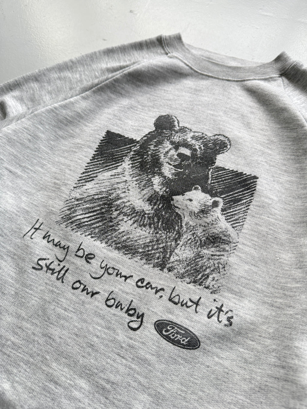 Grey Ford 90's Vintage Graphic Slogan Sweatshirt Jumper - Small