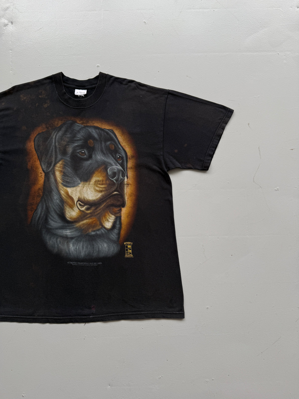Black Rottweiler Dog Late 90's Vintage Graphic T-Shirt - XL