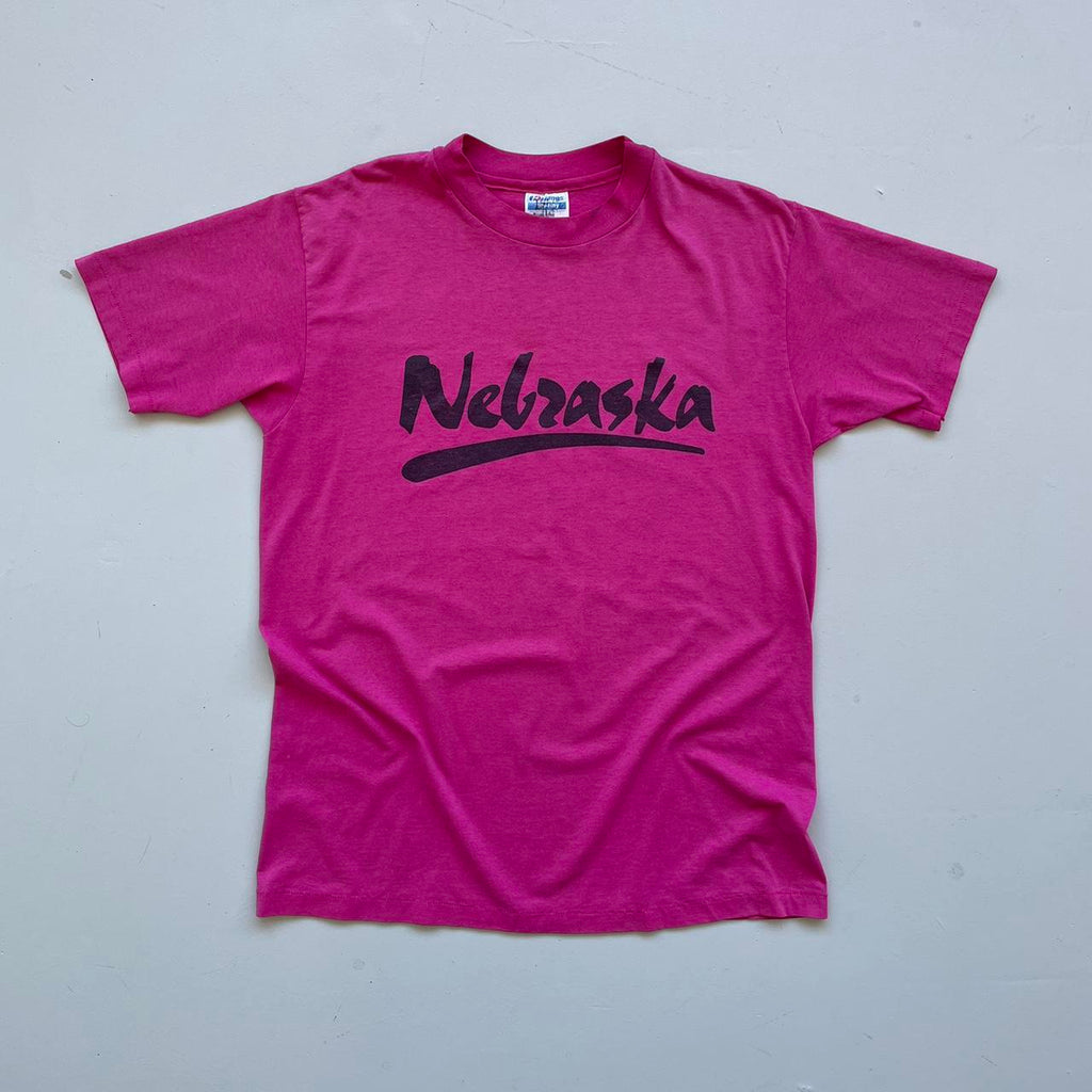 Pink Nebraska Tourist 80s/90s Americana Vintage T-shirt - Large