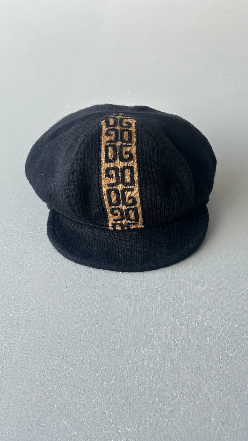 Black Dolce & Gabbana DG Monogram Vintage Wool Newsboy Cap