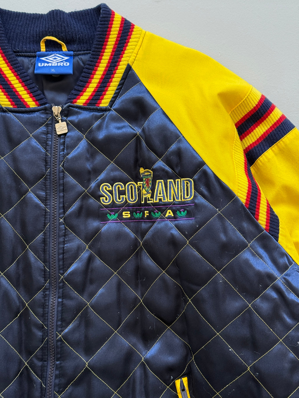 Umbro Scotland SFA 90's Vintage Quilted Bomber Jacket - XL