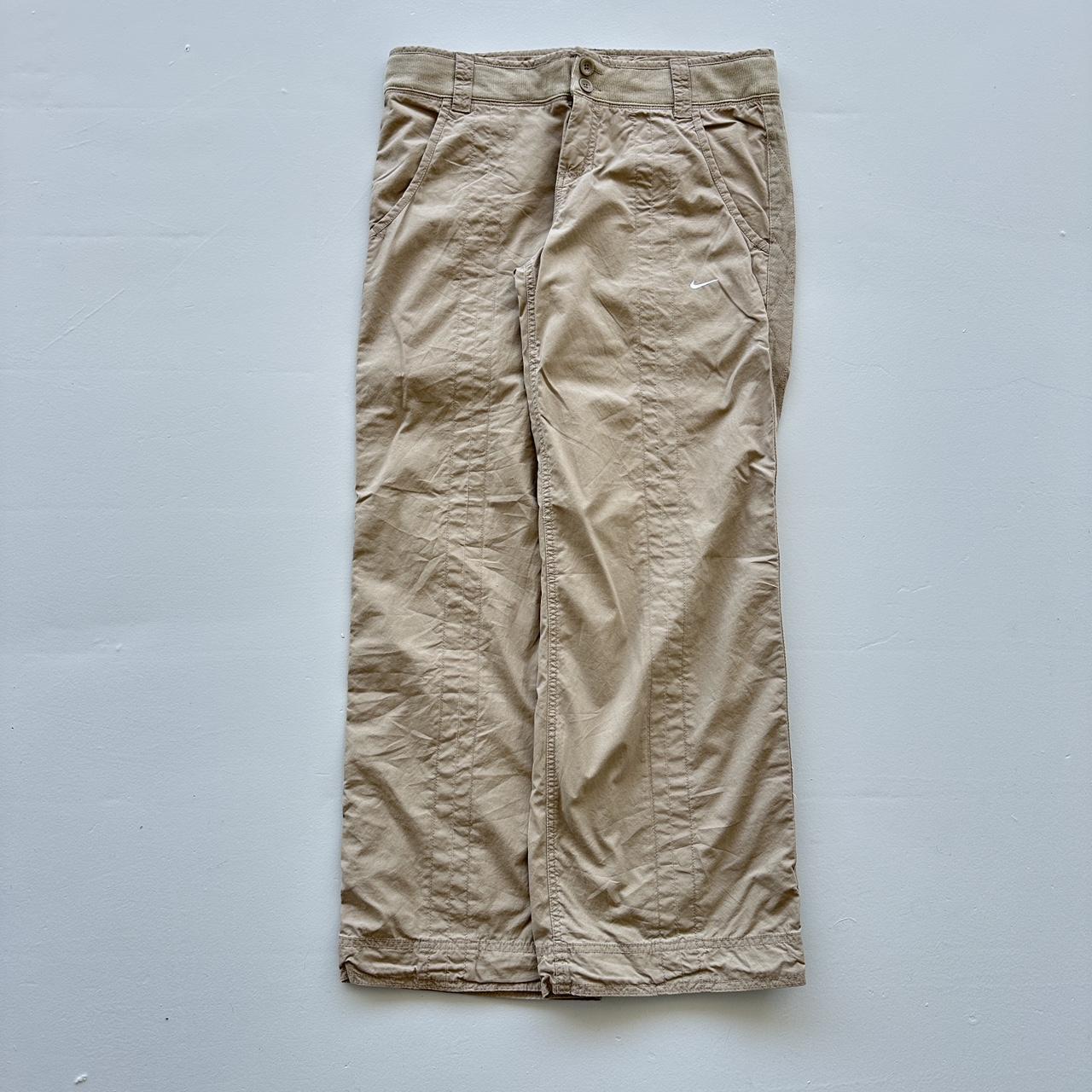 Cream Women’s Wide Leg Low-Rise Nike Dead-stock Y2K Cargo Pants - 34" x 31"