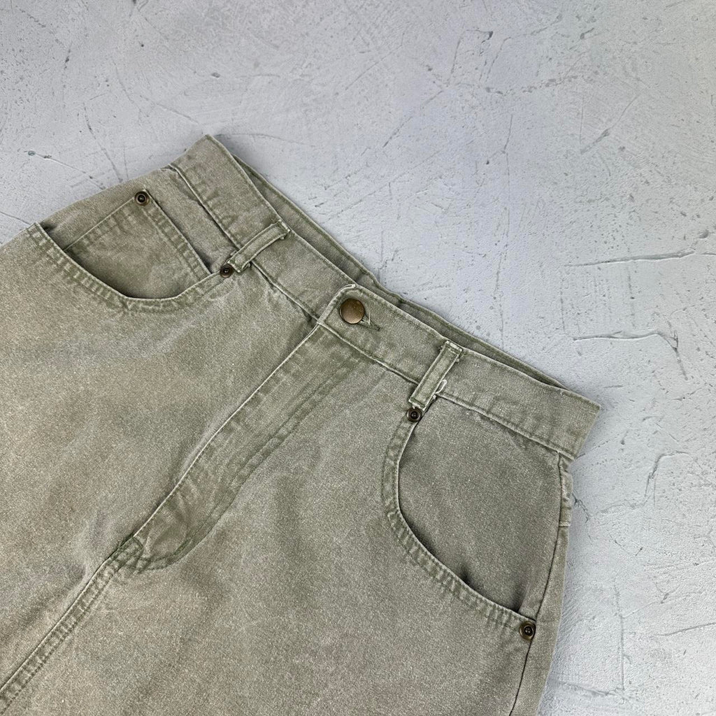Khaki Denim Vintage Y2K Mini Skirt - W26 L20 Small (7/8)
