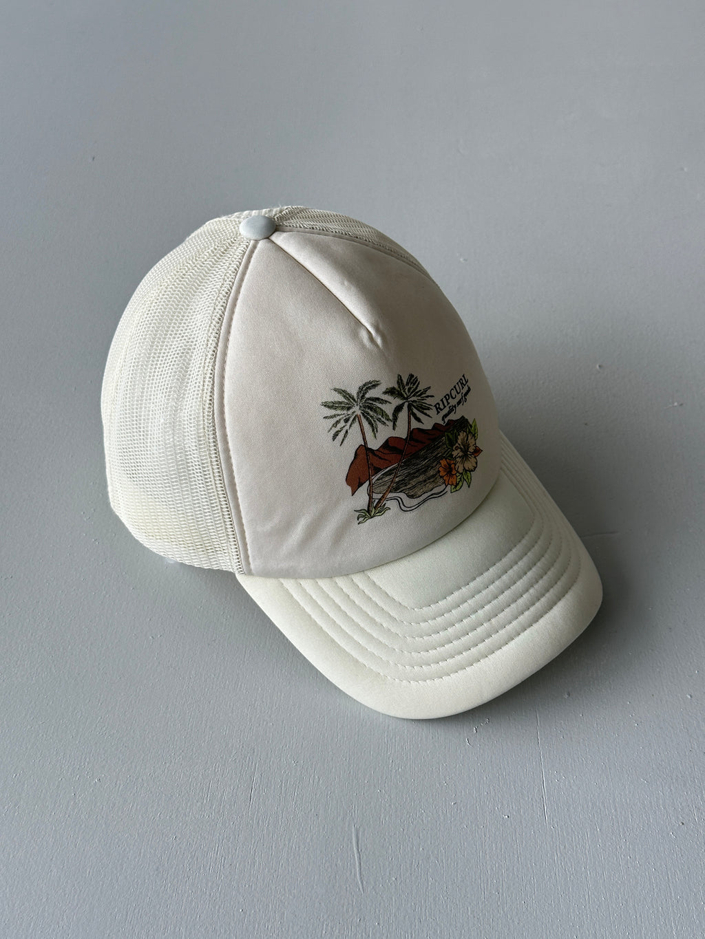 Cream Rip Curl Quality Surf Goods Vintage SnapBack Trucker Cap