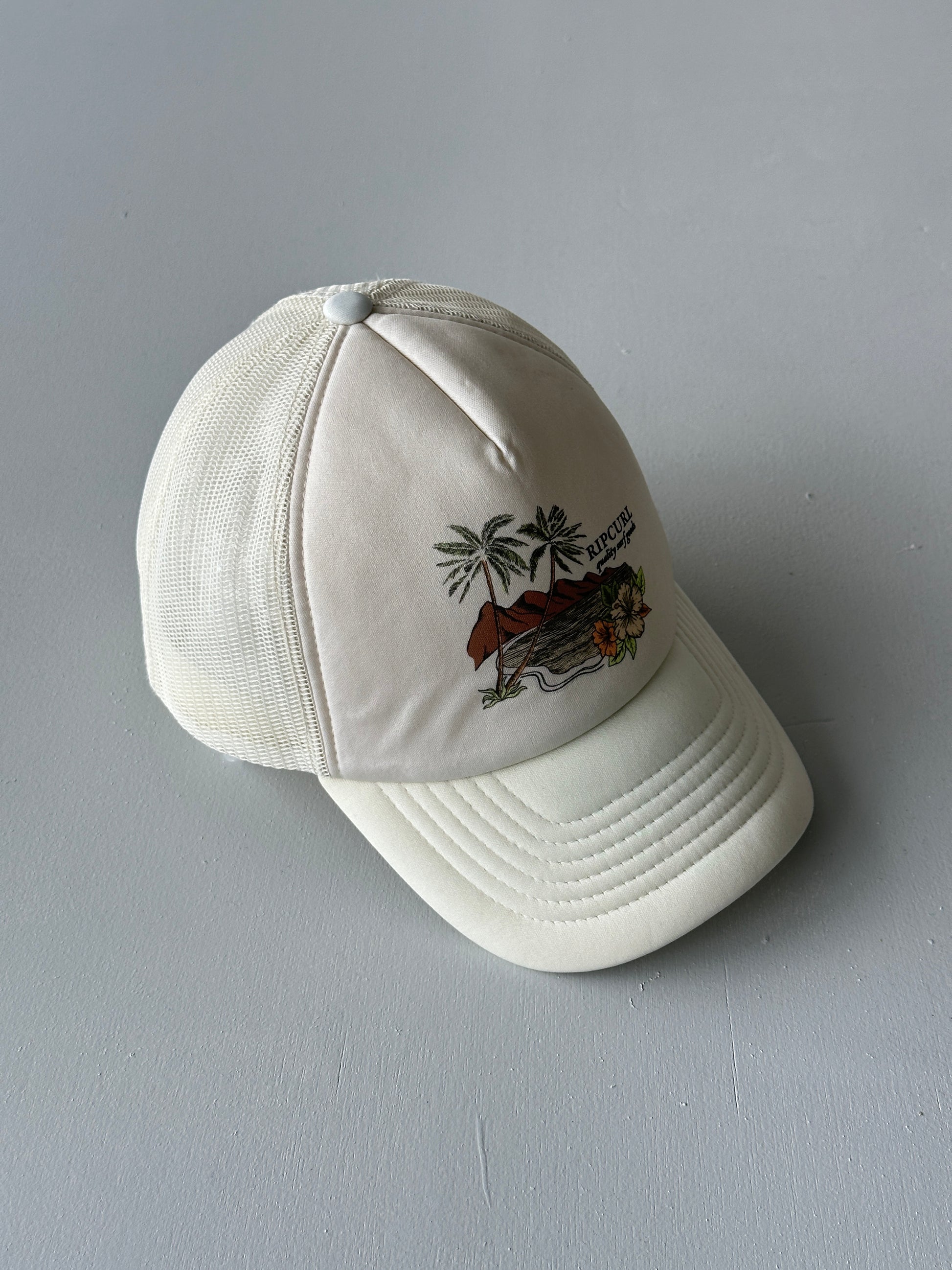 Cream Rip Curl Quality Surf Goods Vintage SnapBack Trucker Cap