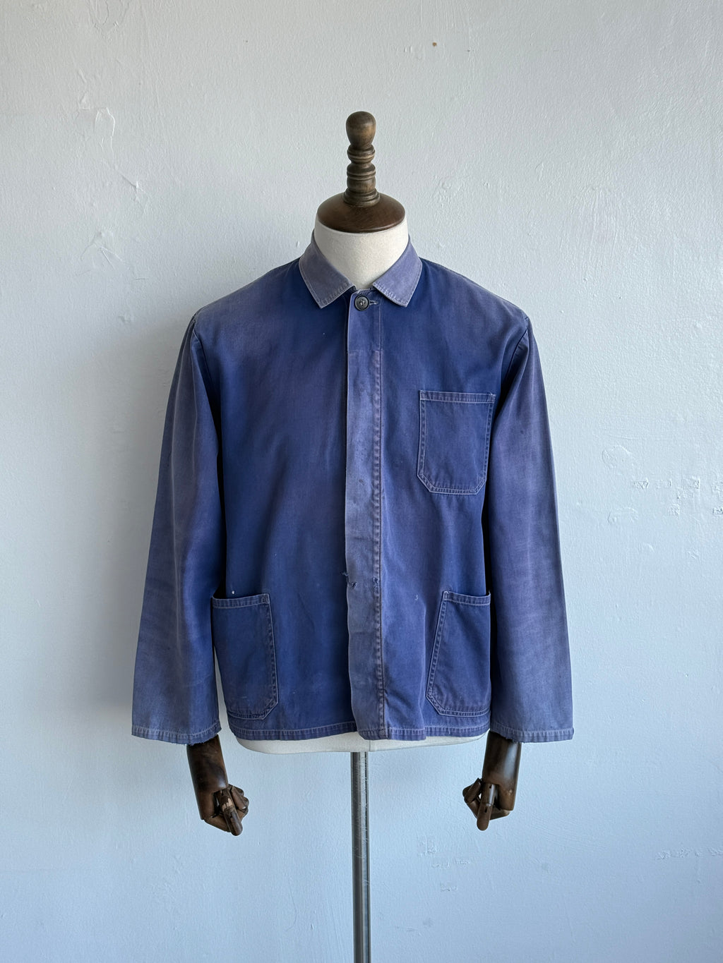 Faded Blue French 1970s Vintage Workwear Chore Jacket CH454 - Small