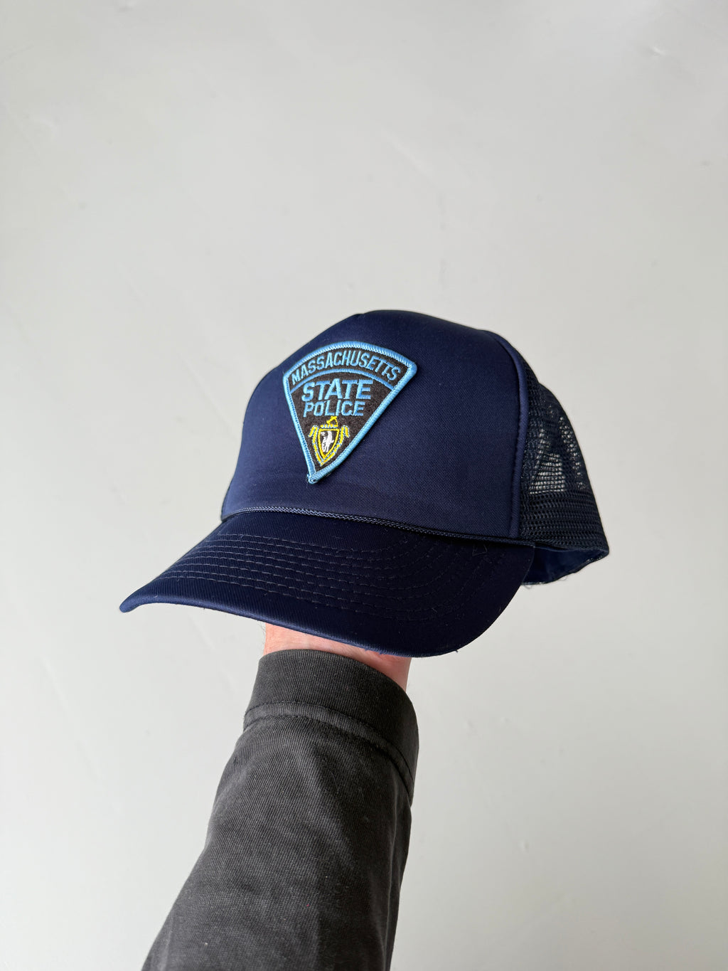 Navy Blue Massachusetts State Police Vintage Foam and Mesh SnapBack Trucker Cap