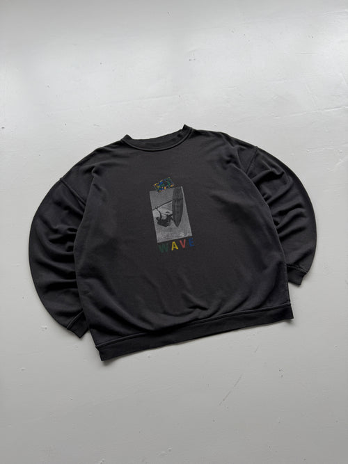 Wave Faded Windsurfing Graphic 90's Vintage Sweatshirt - Large
