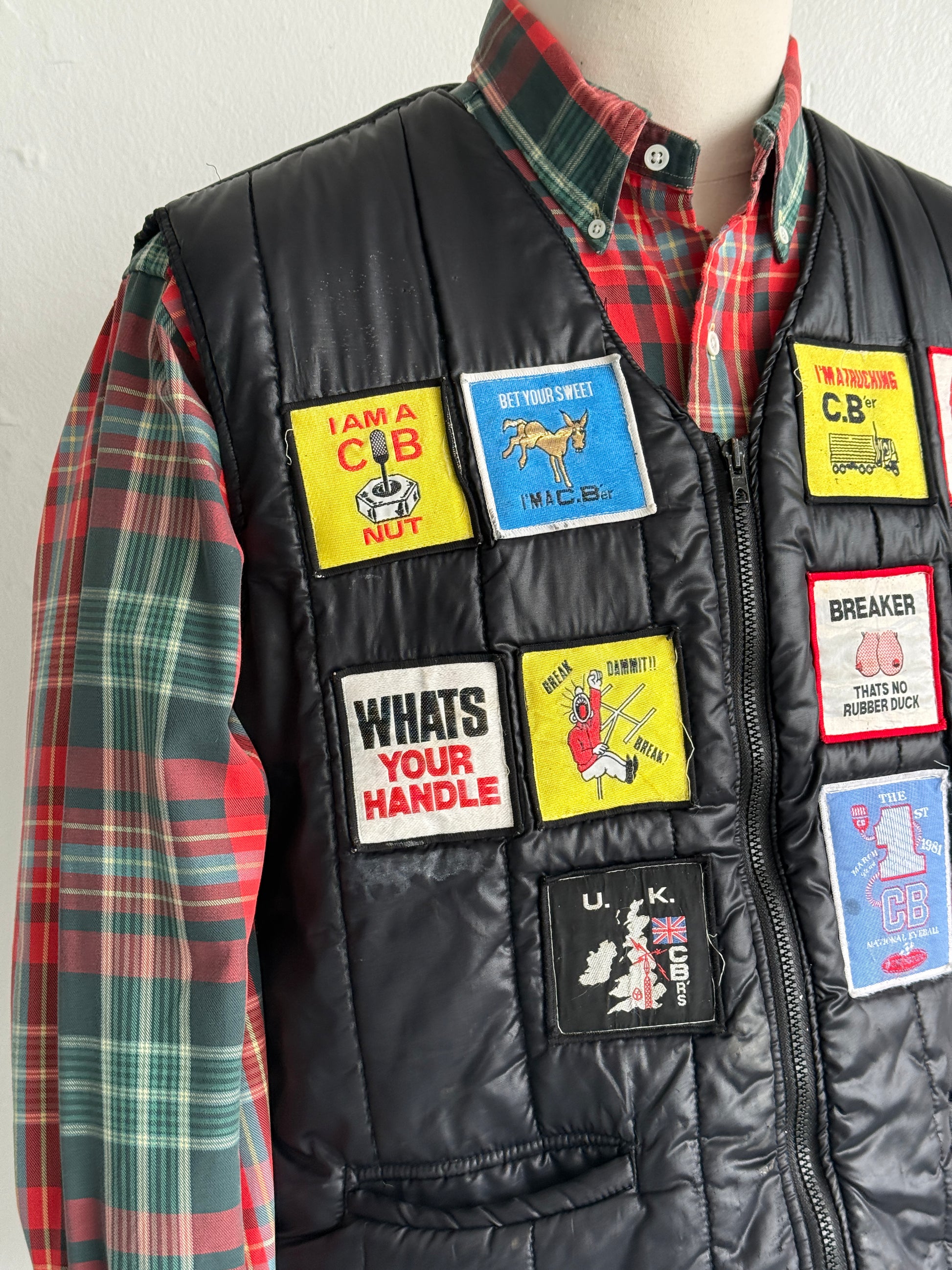 CB Radio Nuts Patch Quilted 70s/80s Vintage Gilet Vest - XL