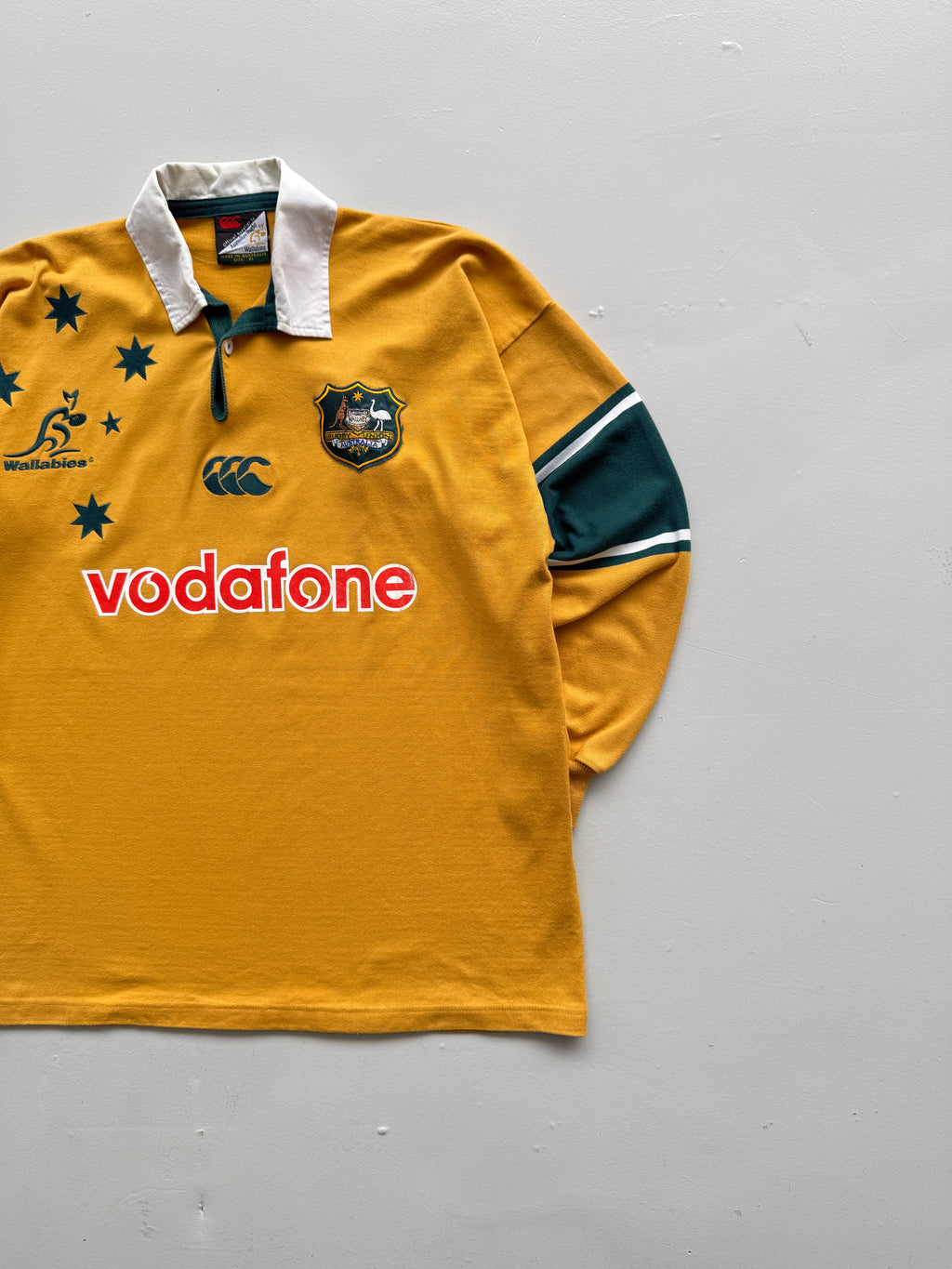 Yellow Australian Rugby 00s Vintage Canterbury Wallabies Long Sleeve Jersey - XL