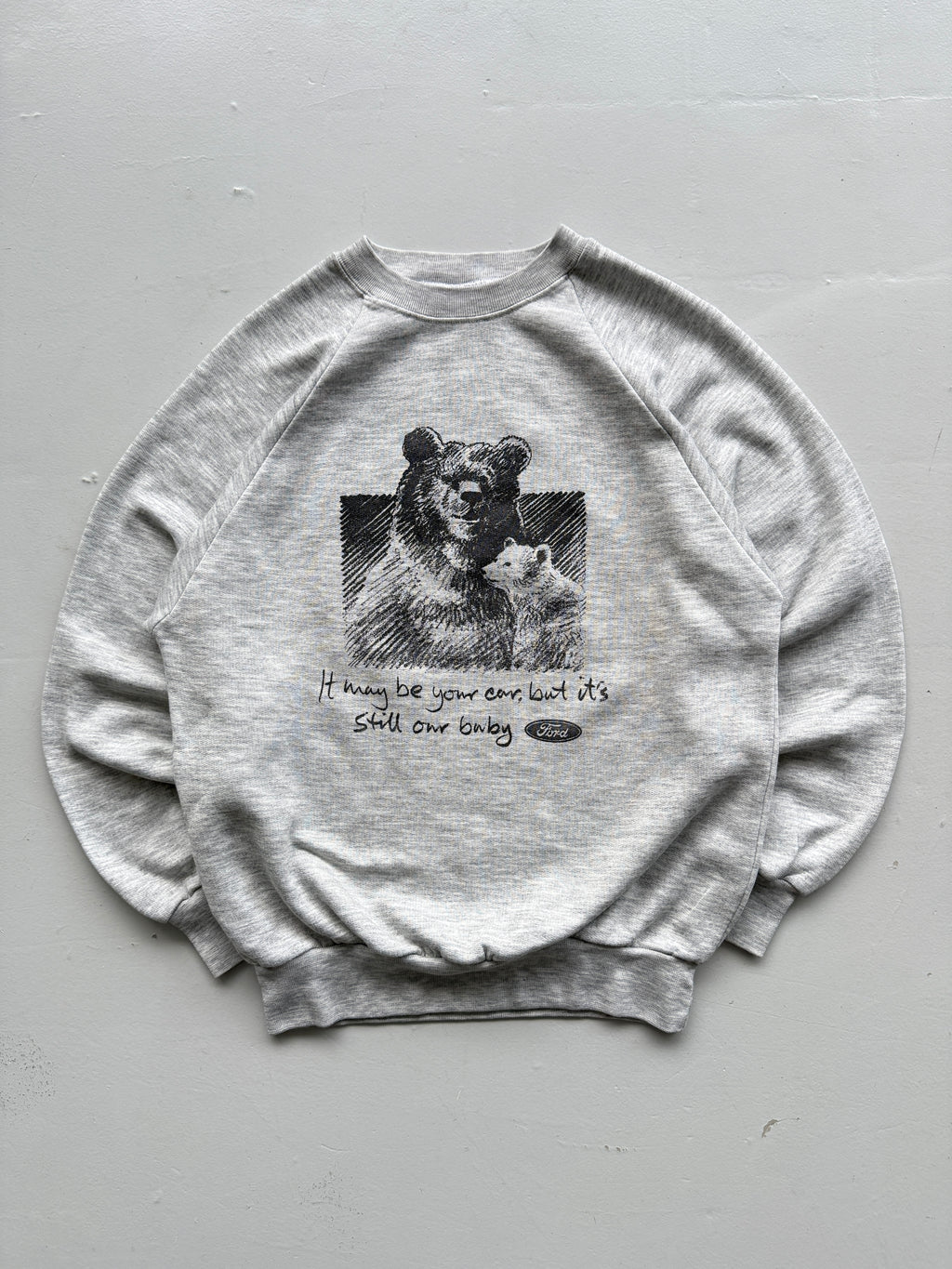 Grey Ford 90's Vintage Graphic Slogan Sweatshirt Jumper - Small