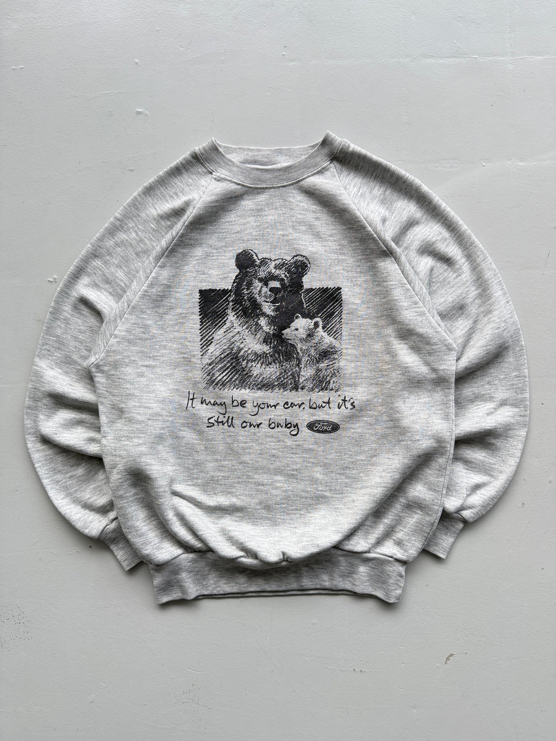 Grey Ford 90's Vintage Graphic Slogan Sweatshirt Jumper - Small