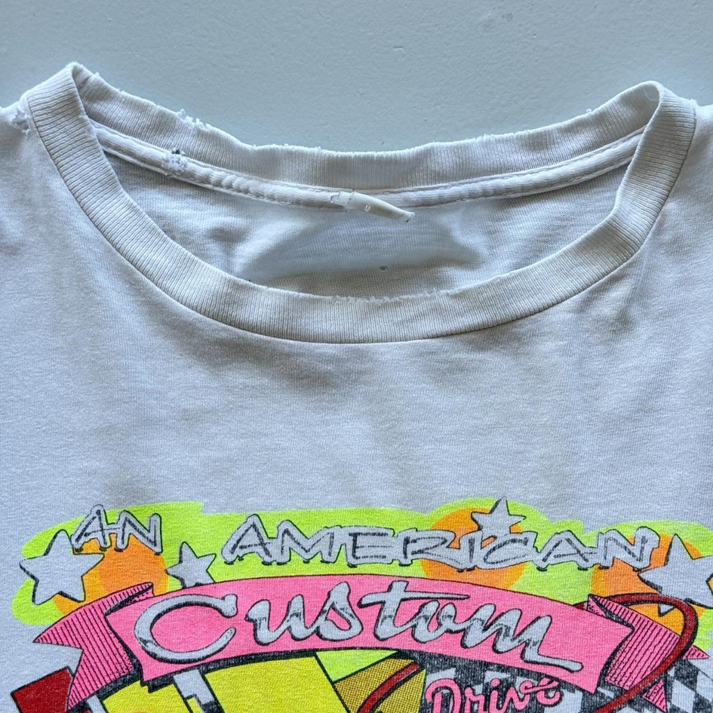 White Custom Cars Hot Rods Thrashed Vintage 90s T-shirt - XL