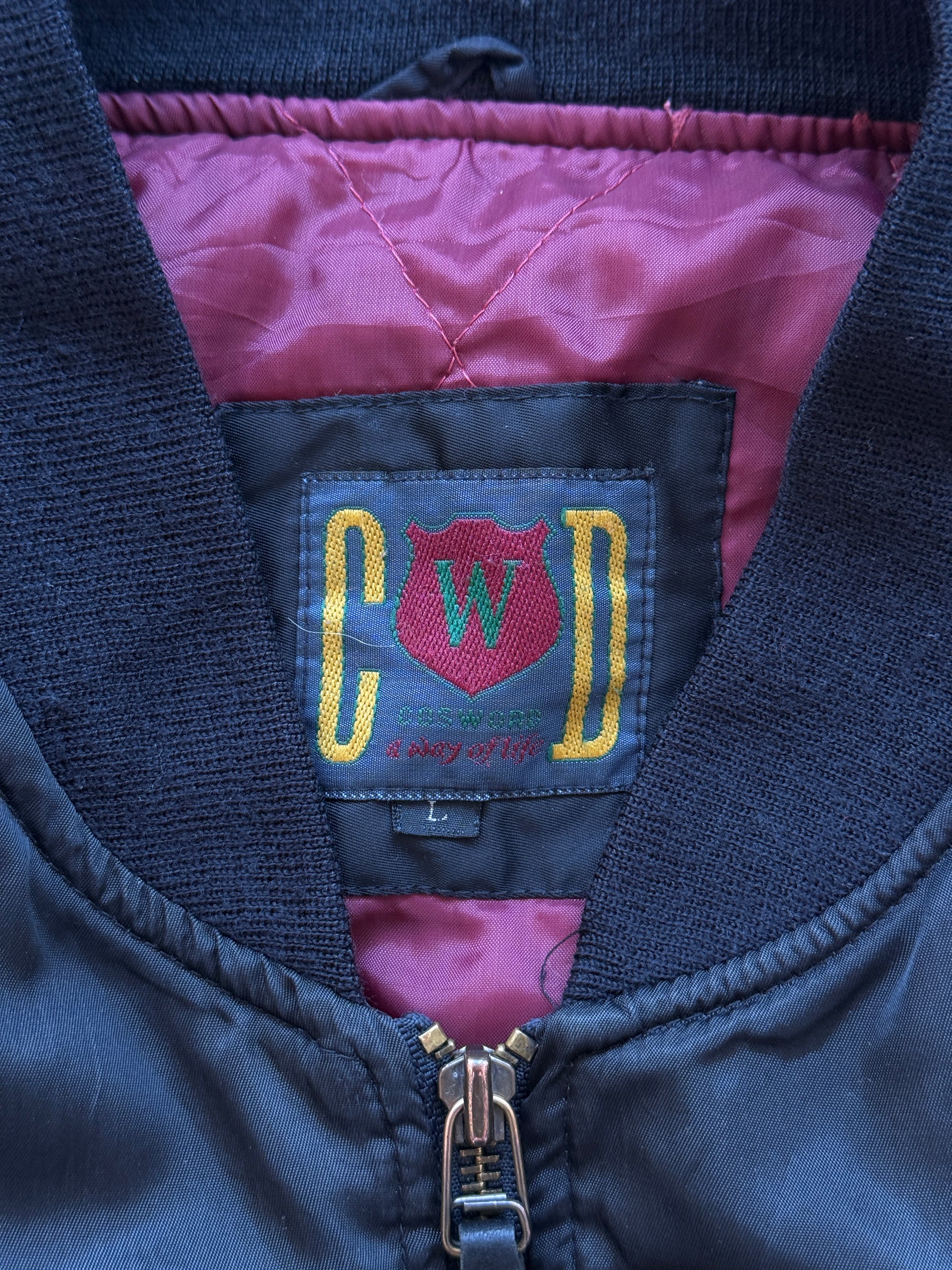 Black CWD 90's Vintage Bomber Jacket - Large