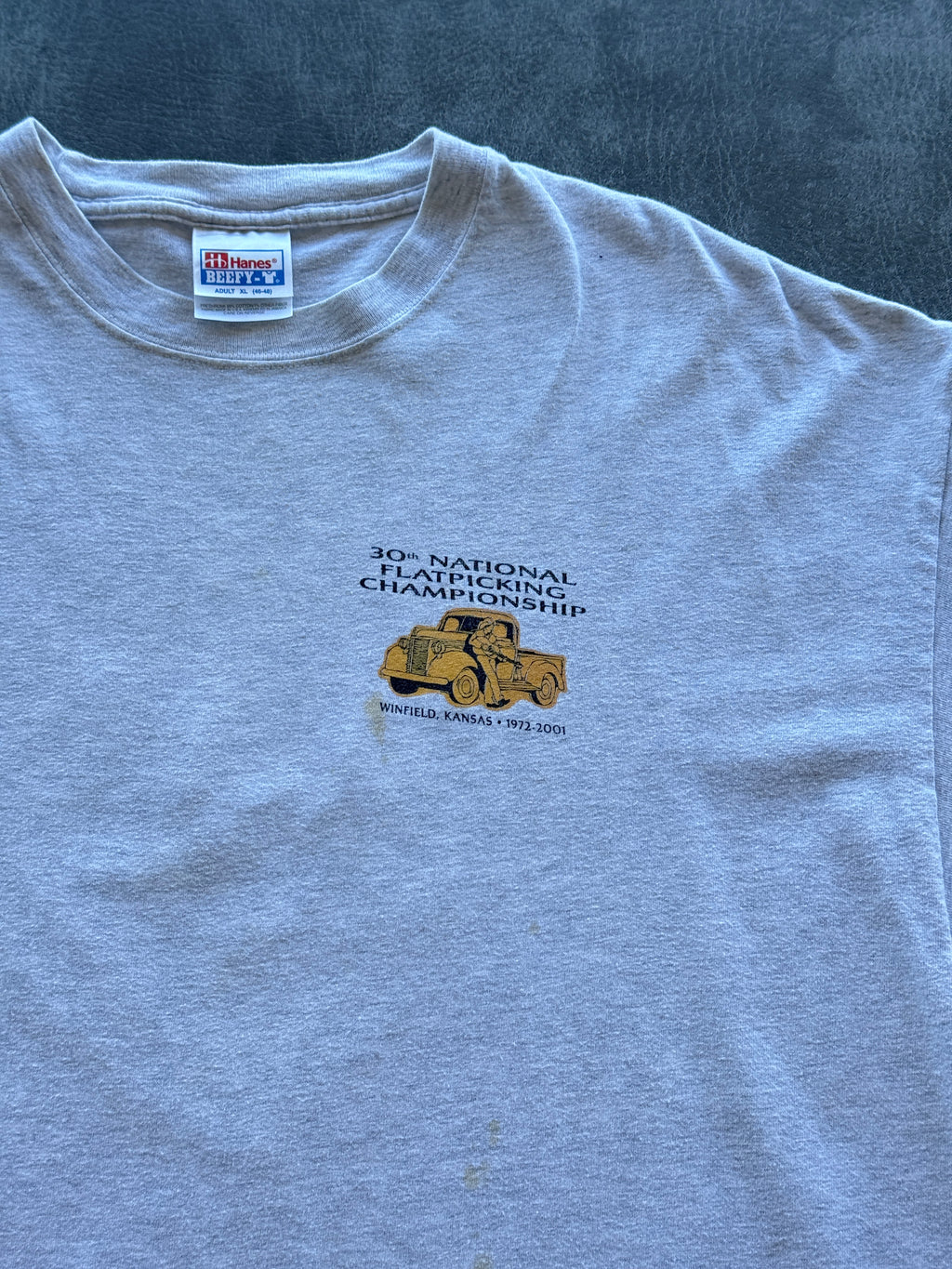 Grey Hanes 30th National Flat picking Championship 2001 Vintage T-Shirt - XL