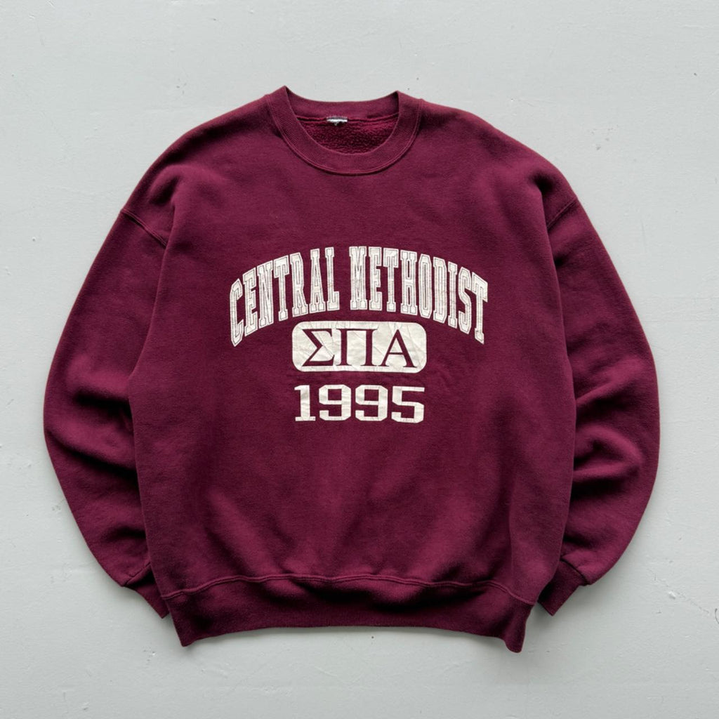 Maroon Collage Frat 90's Vintage Graphic Sweatshirt - Large