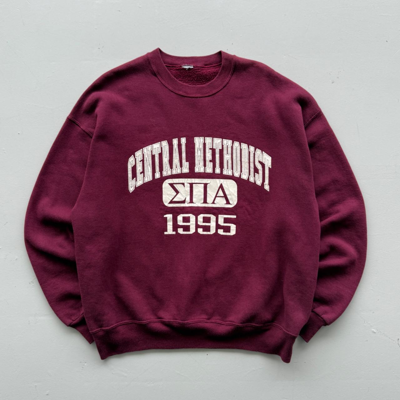 Maroon Collage Frat 90's Vintage Graphic Sweatshirt - Large