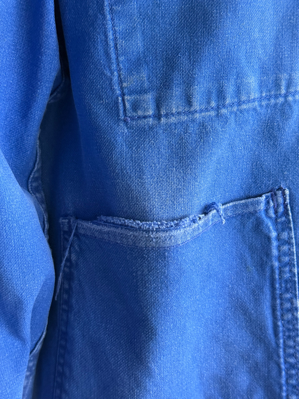 Thrashed Blue Beugnet 60's Vintage Workwear Chore Jacket CH556 - Medium