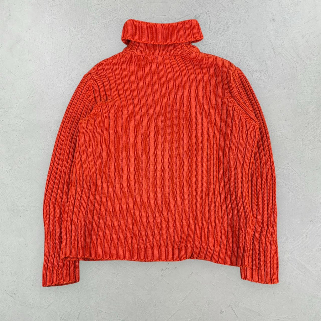 Vintage Orange Rope Knit 90's Sweatshirt - Small