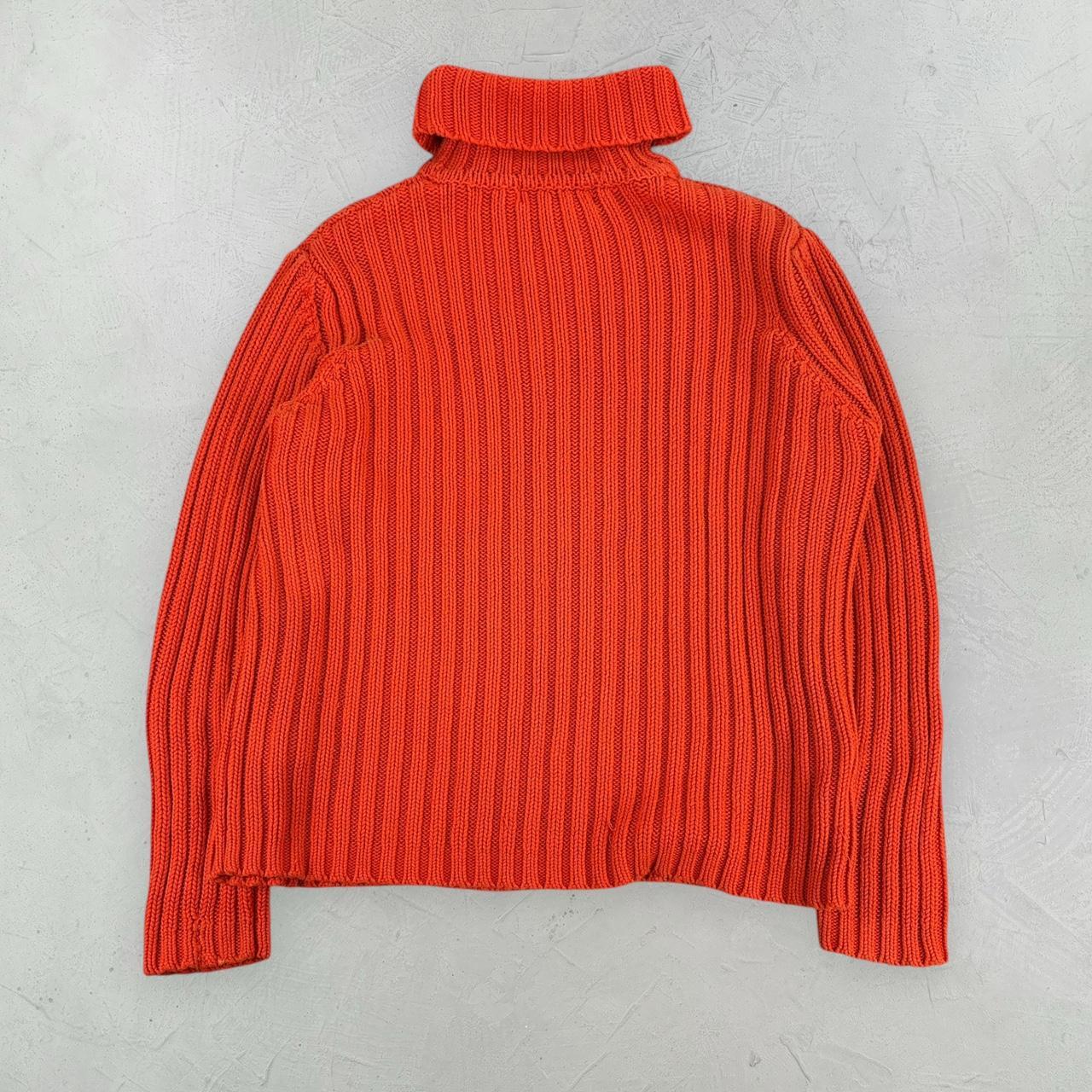 Vintage Orange Rope Knit 90's Sweatshirt - Small