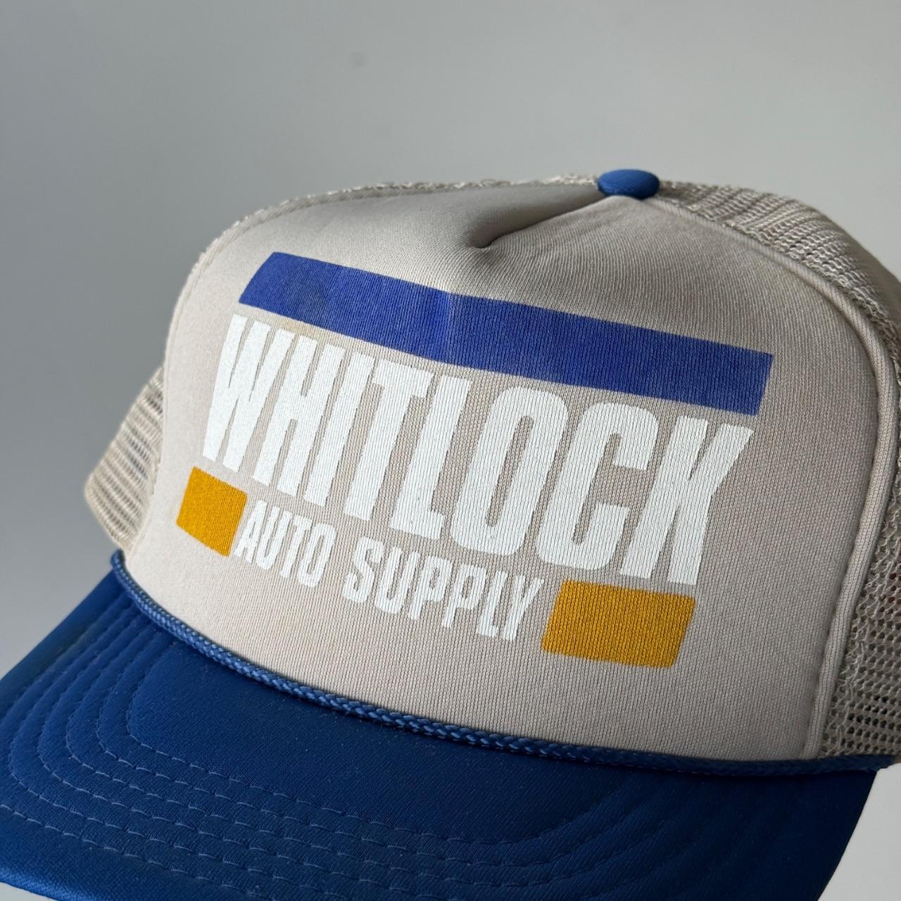 Grey and Blue Whitlock Auto Supply Vintage Foam and Mesh SnapBack Trucker Cap