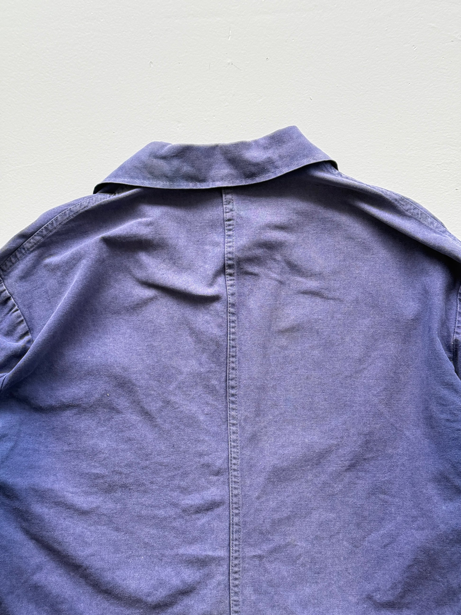 Thrashed Faded Blue French Chore Jacket 70's Vintage Workwear CH188 - Large