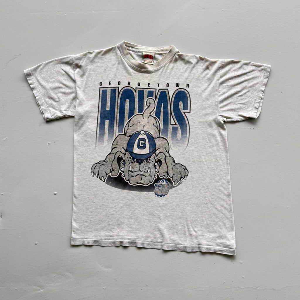 Grey Georgetown Bulldogs 90s Vintage Collage Graphic T-Shirt - Small