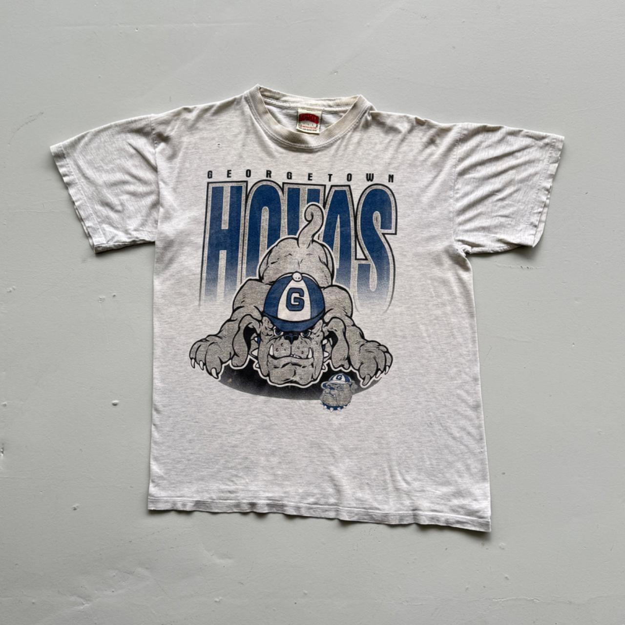 Grey Georgetown Bulldogs 90s Vintage Collage Graphic T-Shirt - Small