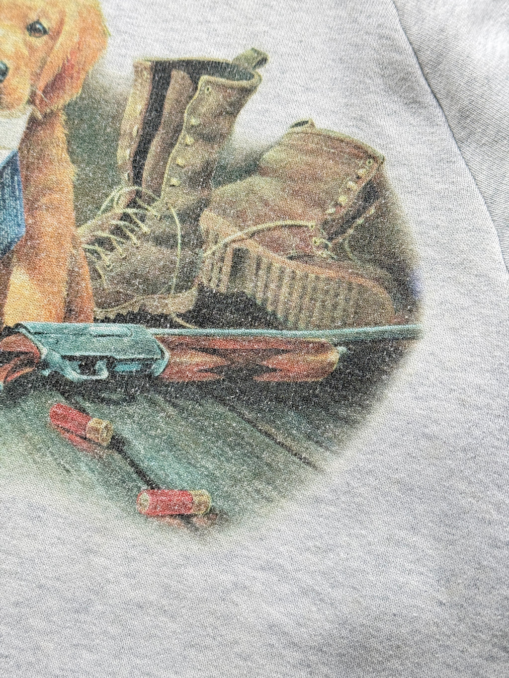 Grey Hunting Dogs Raglan 90's Vintage Graphic Sweatshirt - Medium