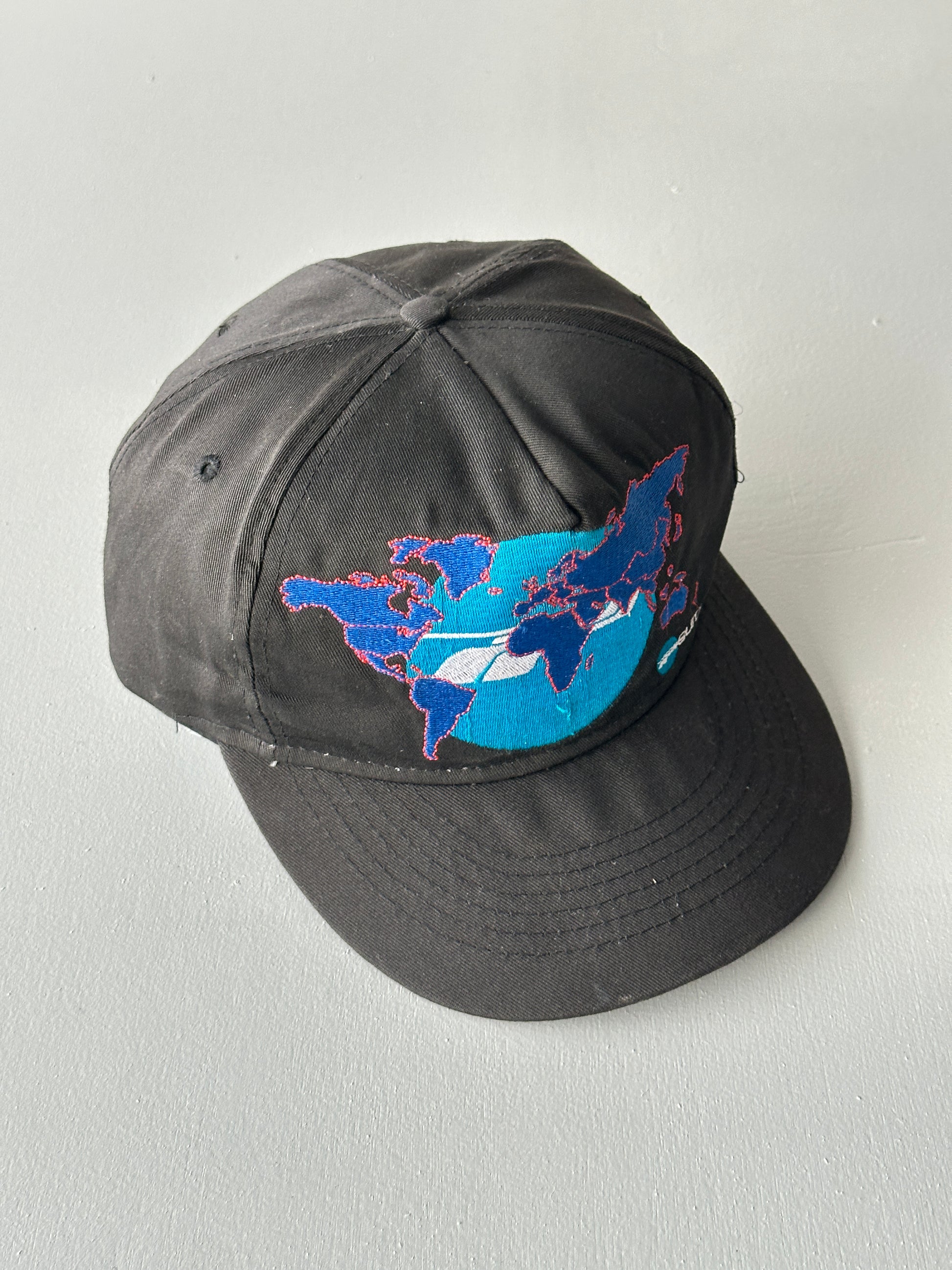 Black Eurocopter Helicopter 90's Vintage SnapBack Trucker Cap