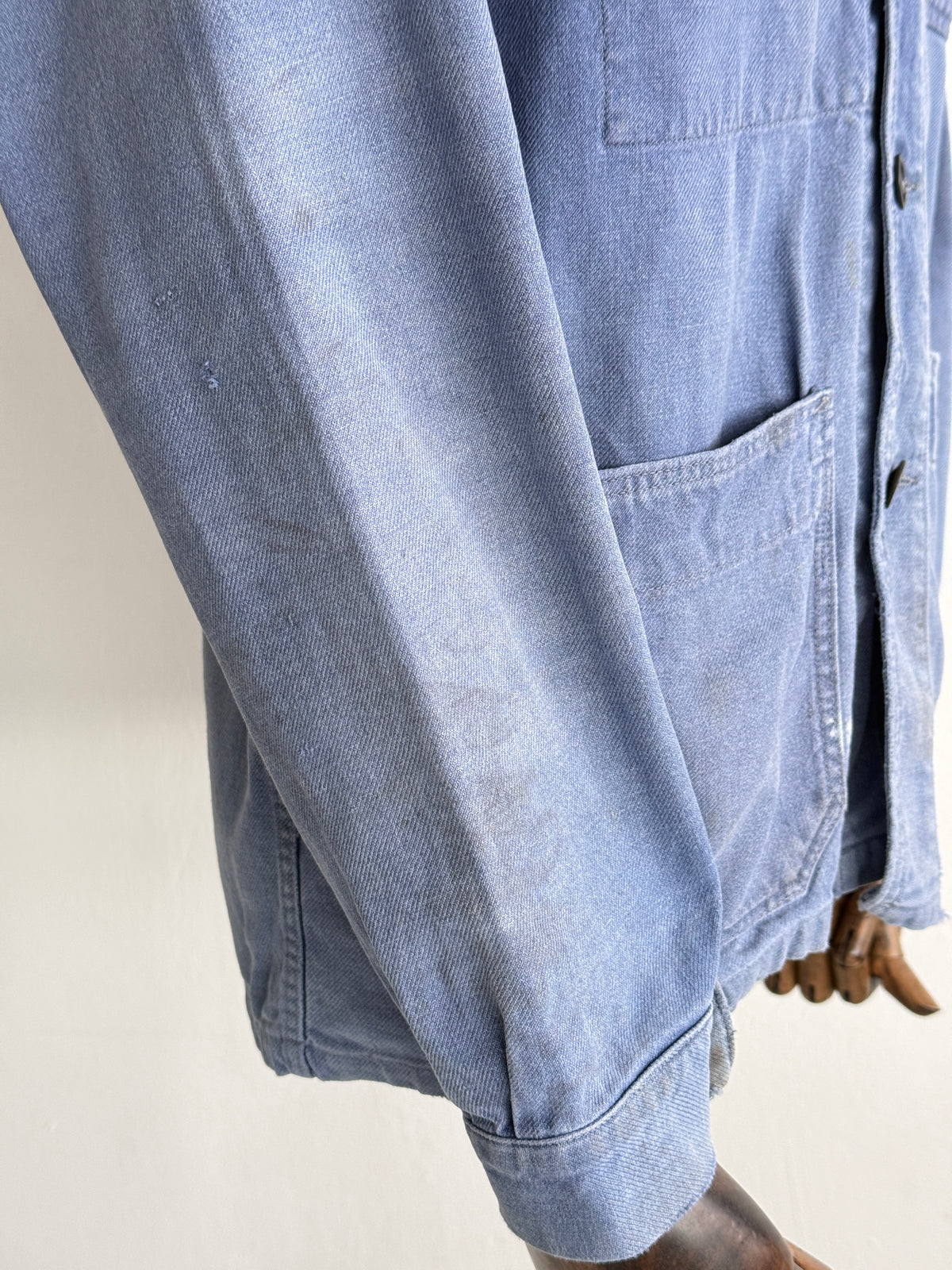 Thrashed Blue French 1950's Vintage Workwear Chore Jacket CH525 - XS