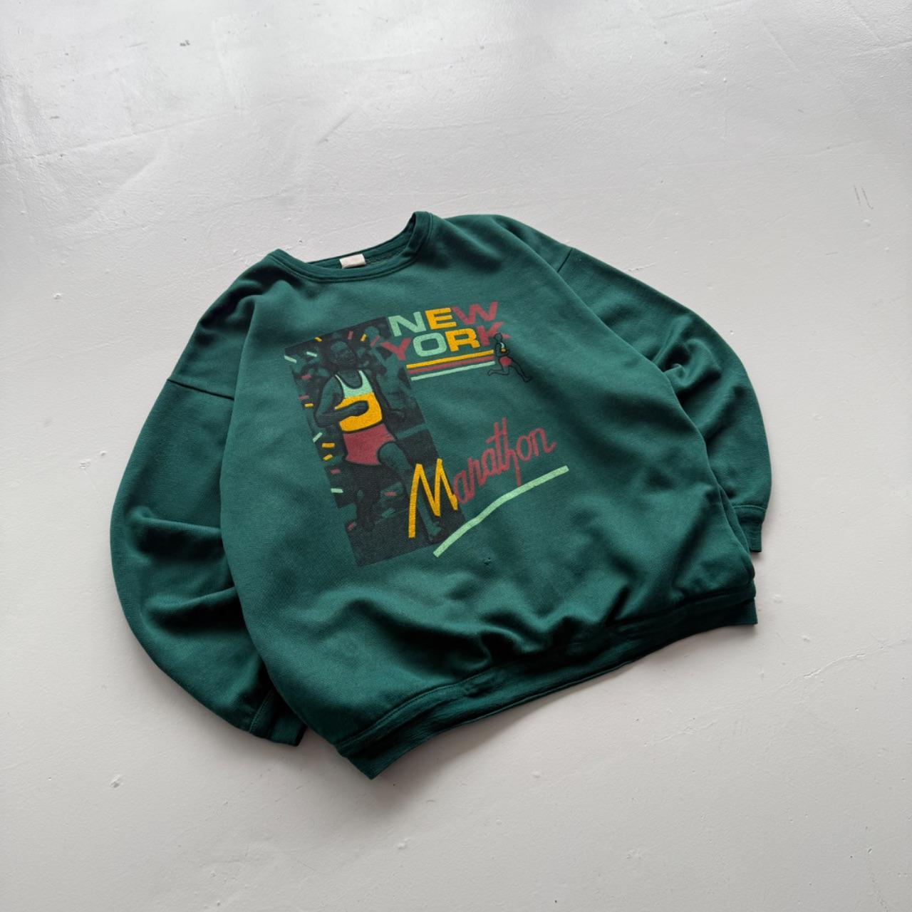Green New York Marathon 90s Vintage Graphic Sweatershirt - Small