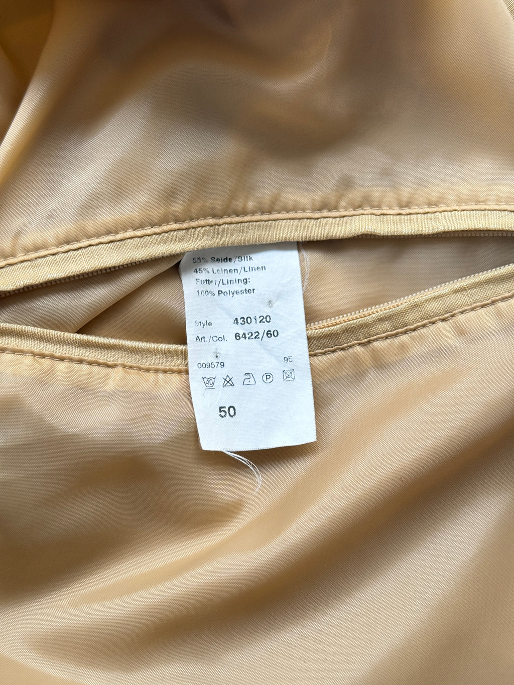 Camel Collection Silk Linen 90's Vintage Bomber Jacket - Large