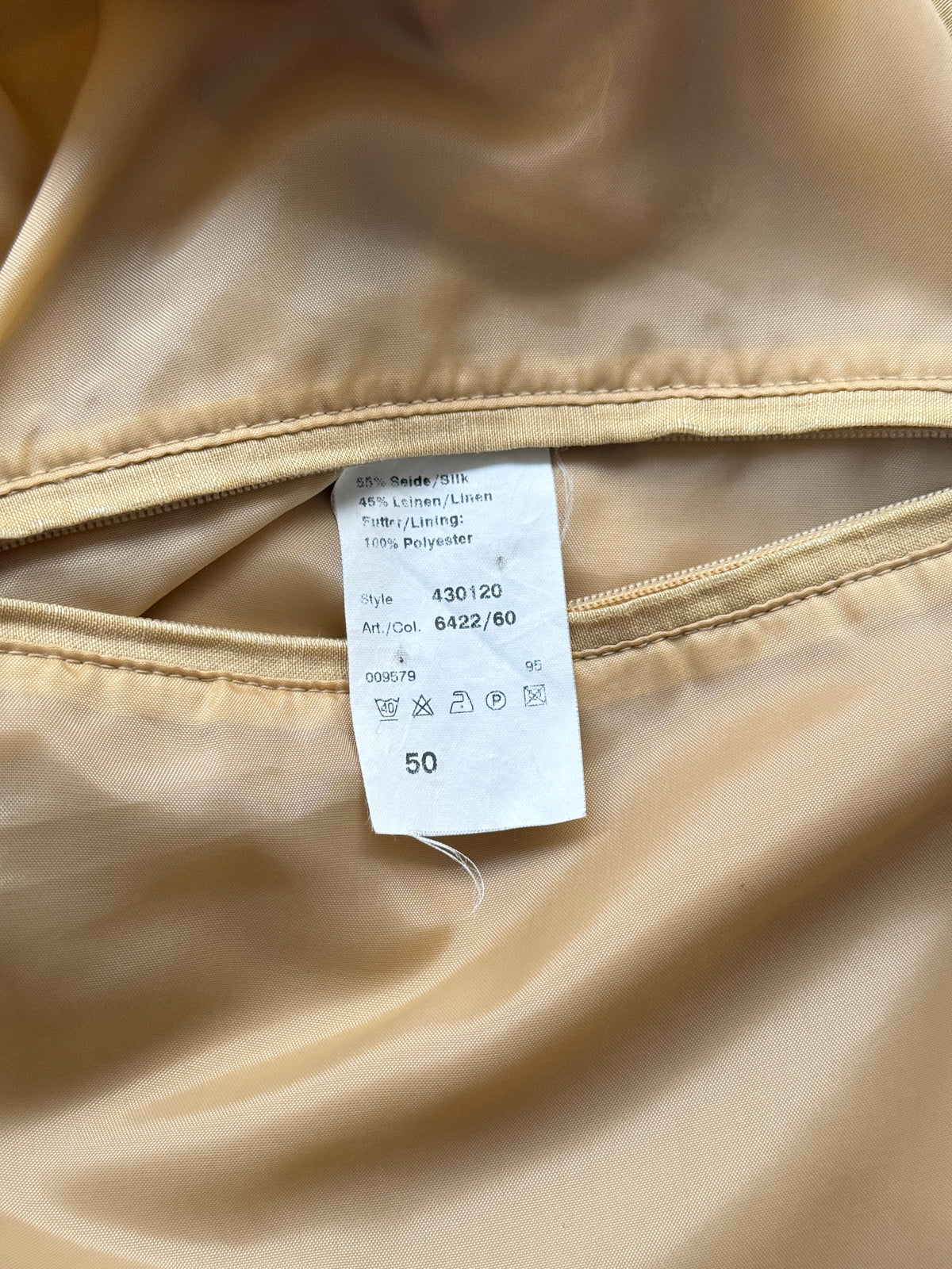 Camel Collection Silk Linen 90's Vintage Bomber Jacket - Large