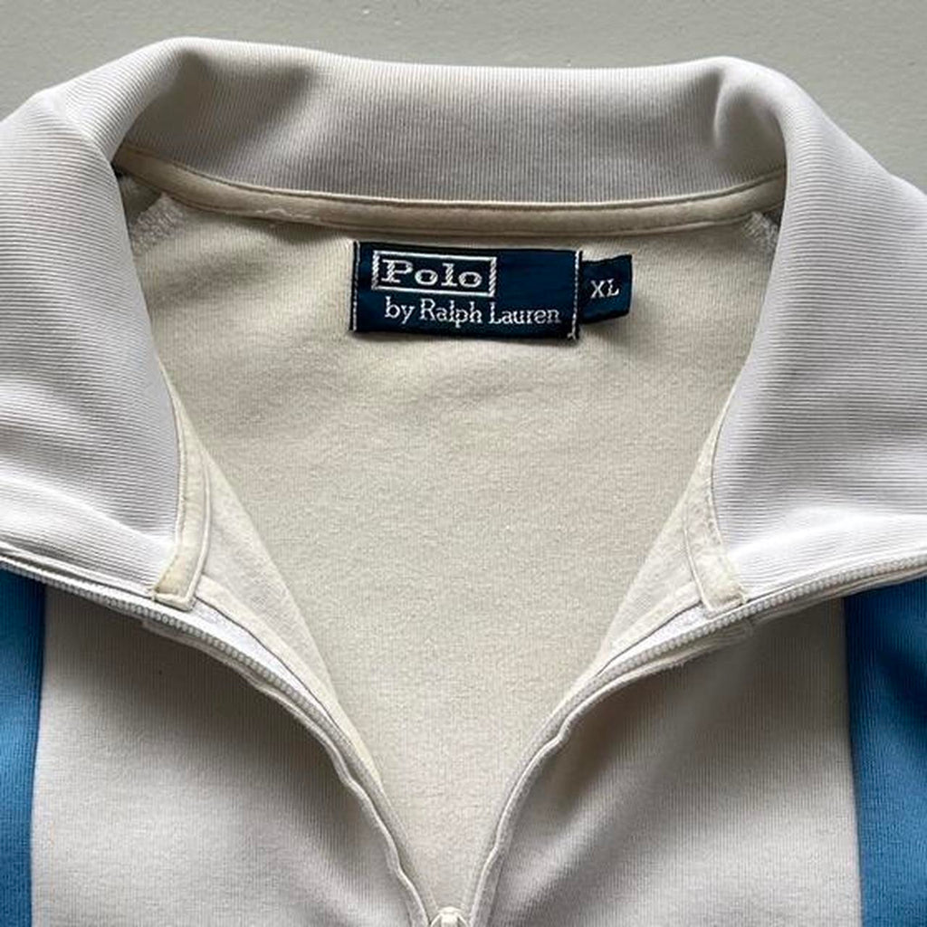White / Blue Ralph Lauren Big Pony 90’s Vintage Track Jacket - XL