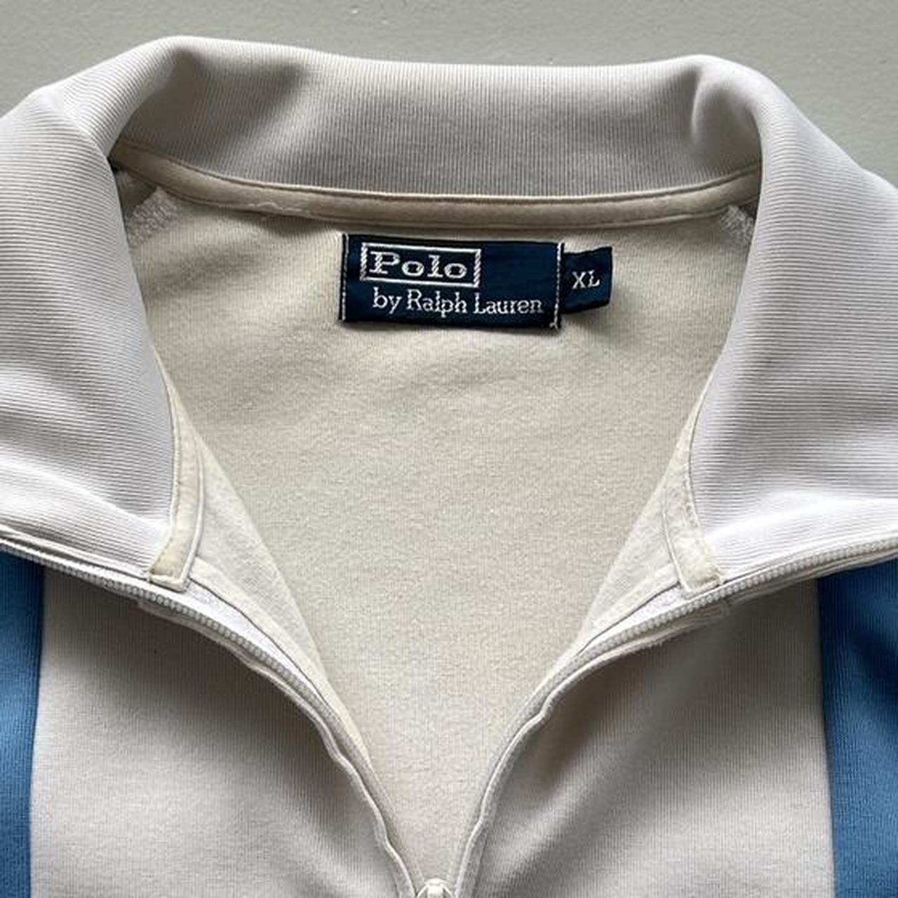 White / Blue Ralph Lauren Big Pony 90’s Vintage Track Jacket - XL