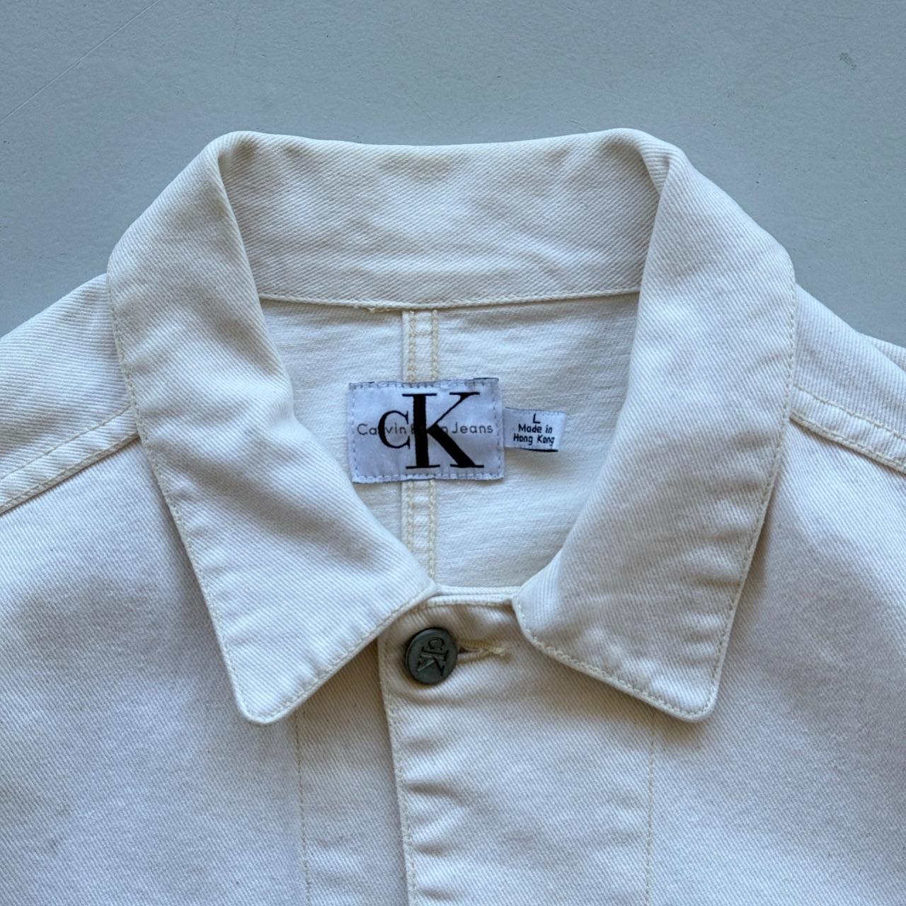 White Calvin Klein 90’s Vintage Denim Chore Coat - Large