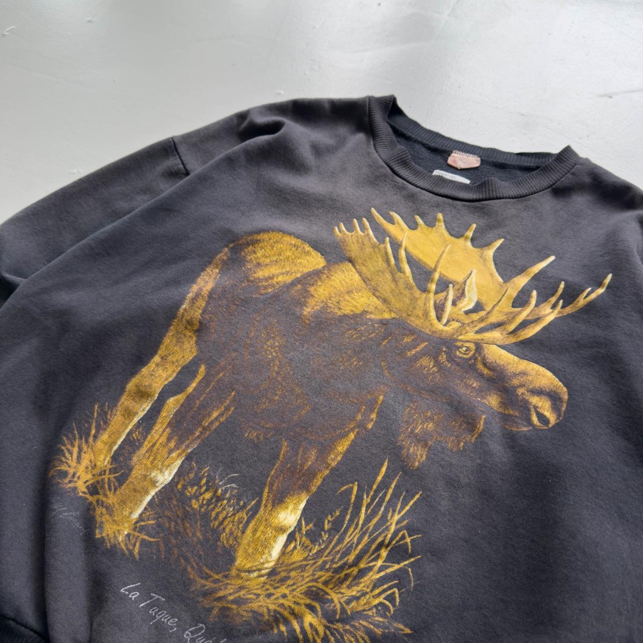 Faded Black Moose 90s Vintage Graphic Sweatshirt - XXL