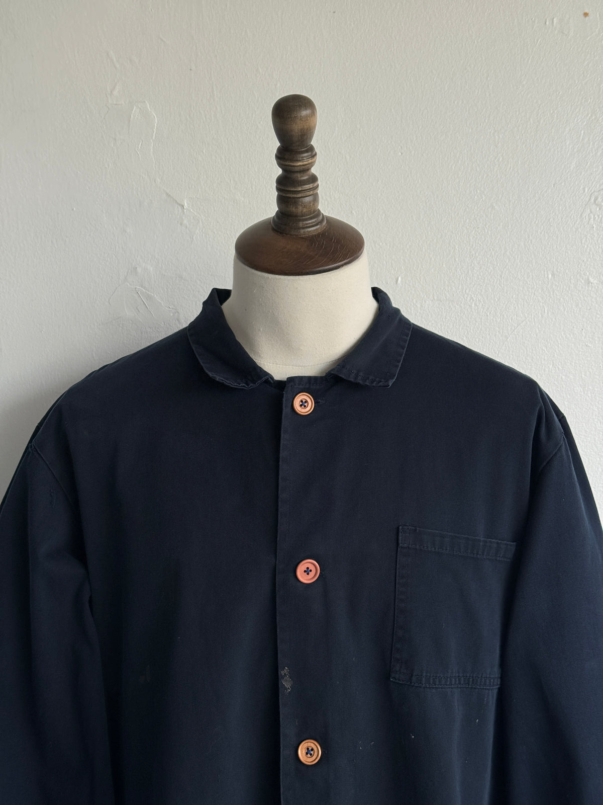 Thrashed Black French 90's Vintage Workwear Chore Jacket CH532 - XL