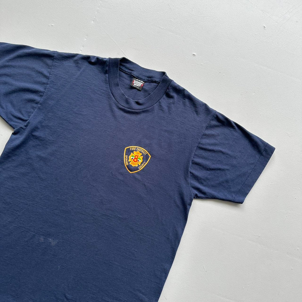 Fire District Navy 90s Vintage T-shirt - Medium
