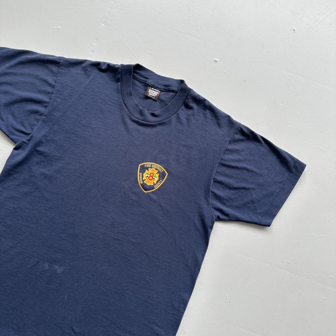 Fire District Navy 90s Vintage T-shirt - Medium