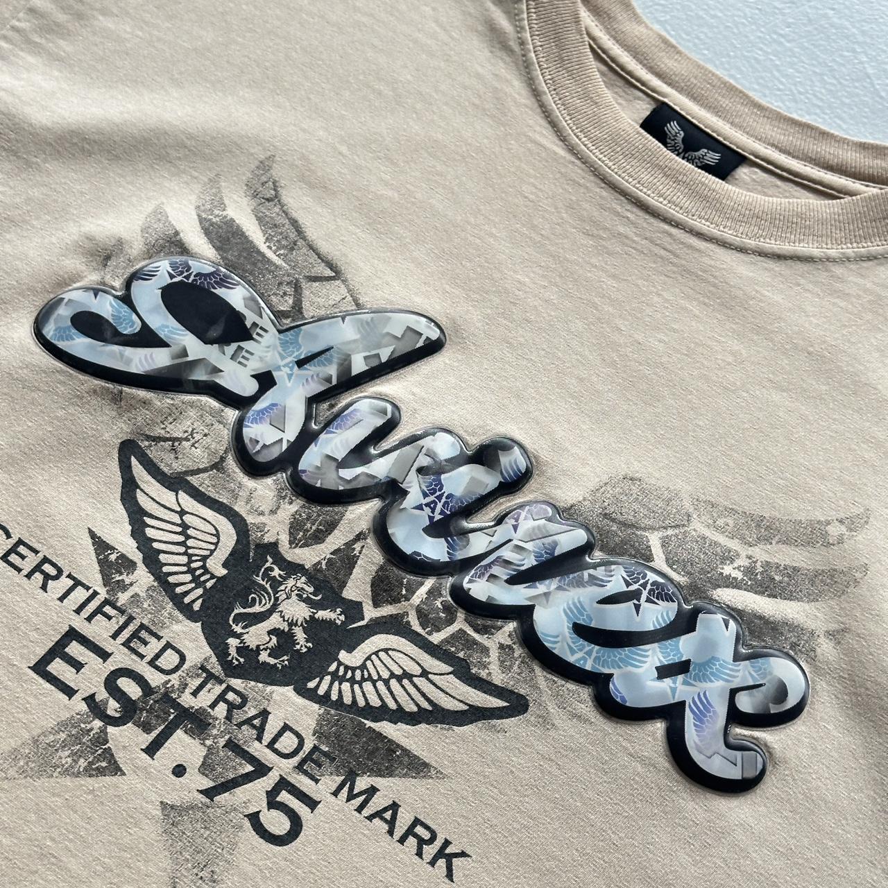 Cream Avirex 3D Logo Vintage 00s Y2K T-shirt - Large