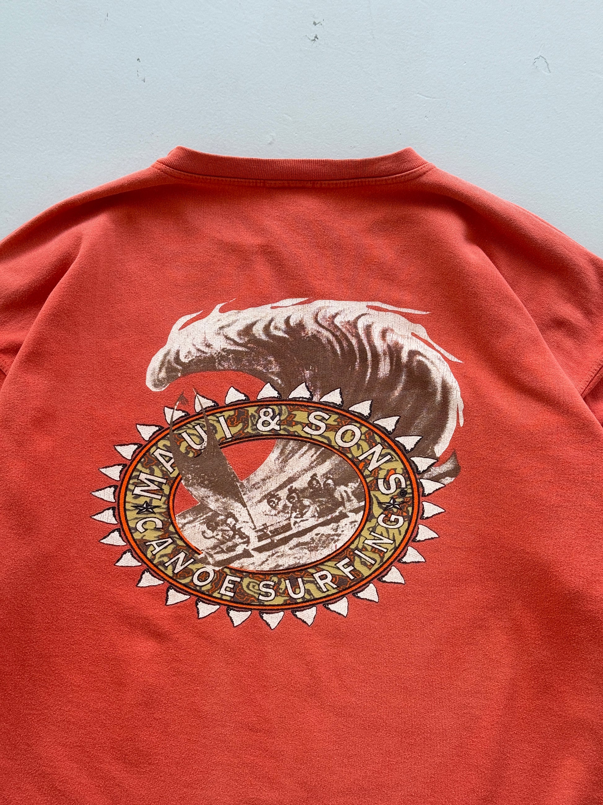 Maui and Sons Canoe Surfing 90's Vintage Sweatshirt - XL