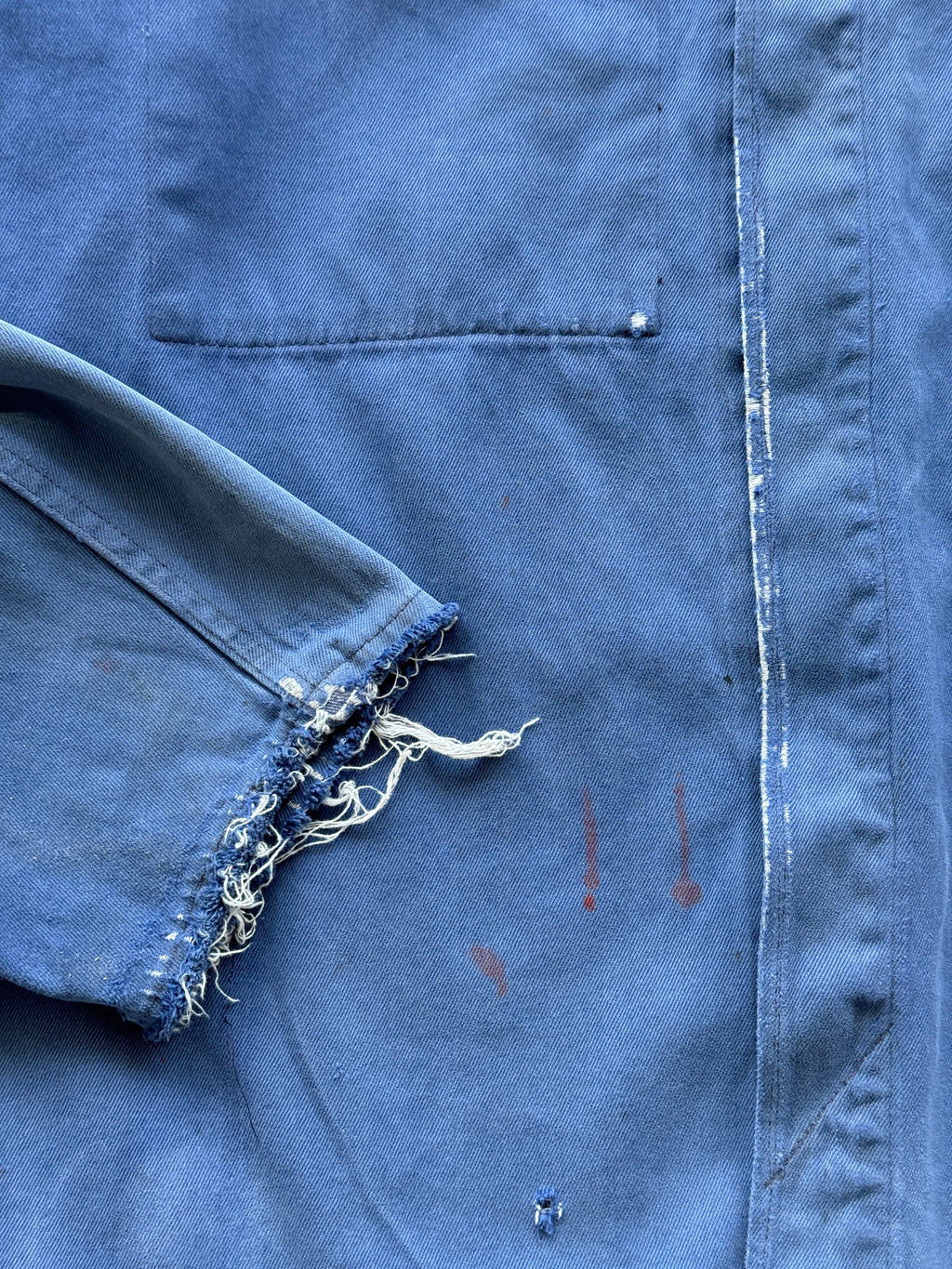 Thrashed Blue French Chore Jacket 80's Vintage Workwear CH323 - Large