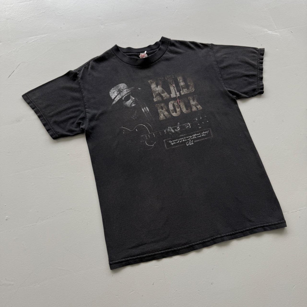 Faded Black Kid Rock 90s Vintage Graphic Band T-Shirt - Small
