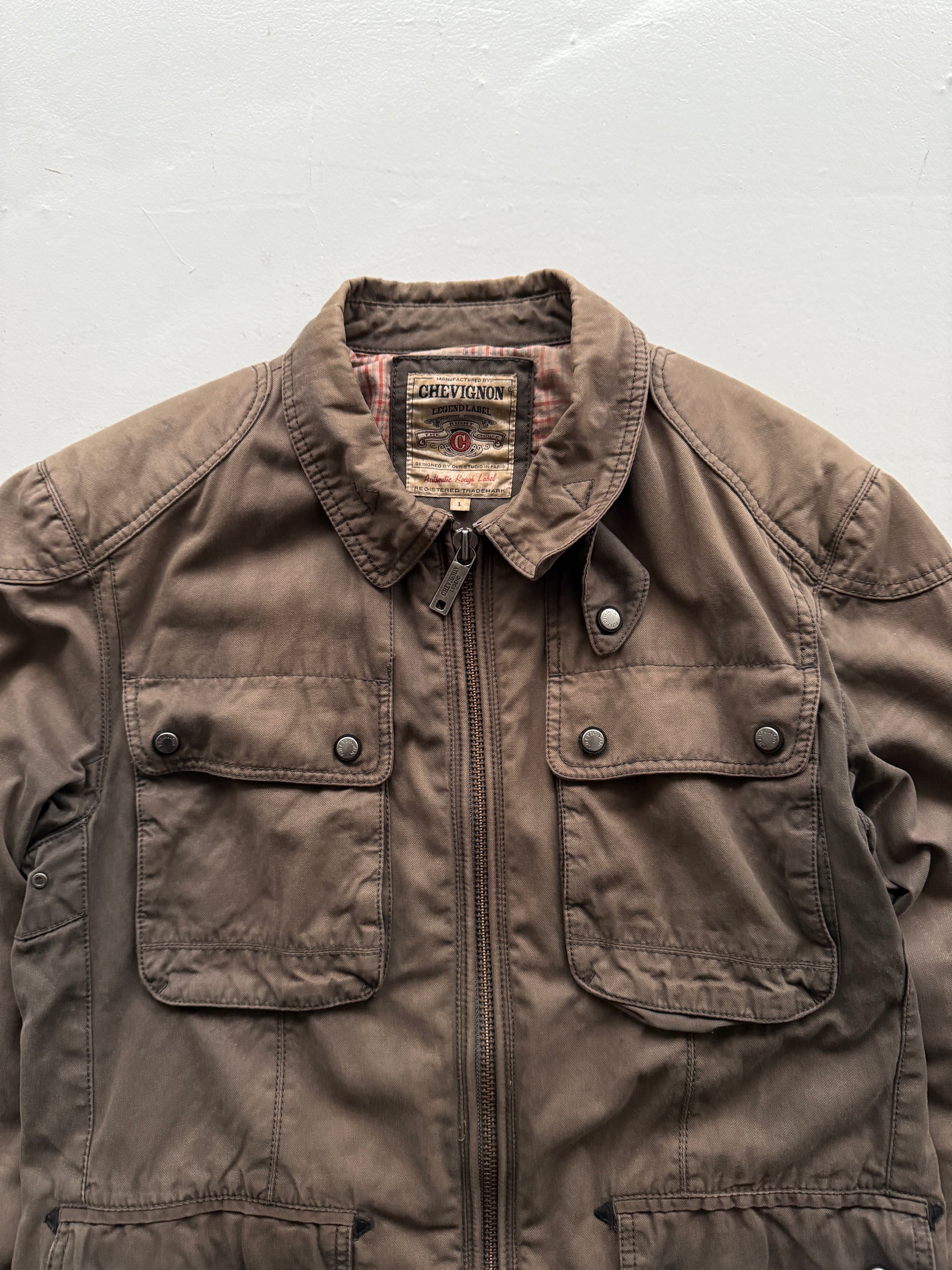 Brown Chevingon 90's Vintage Canvas Field Utility Jacket - UK 12