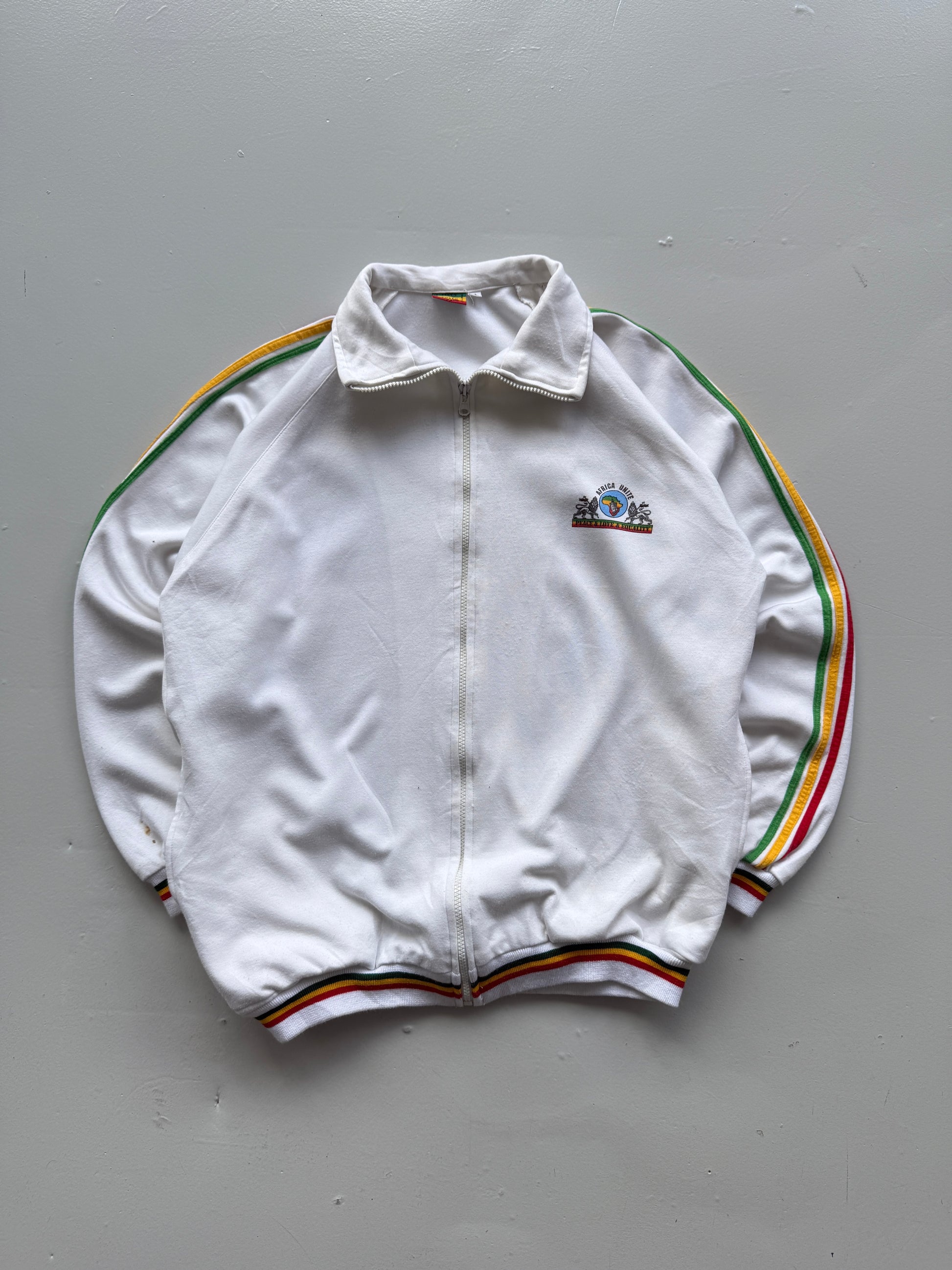 White Africa Unite 90's Vintage Full Zip Rastafari Graphic Jacket - XL