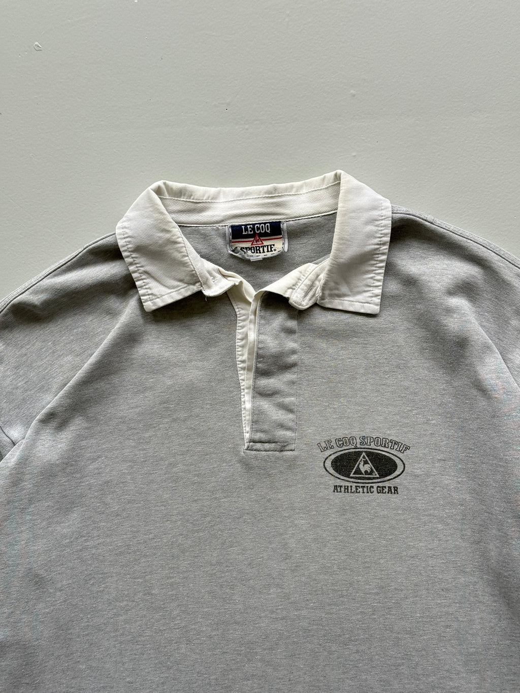 Grey Le Coq Sportif 00's Vintage Y2K Long Sleeve Rugby Jersey Polo - Medium