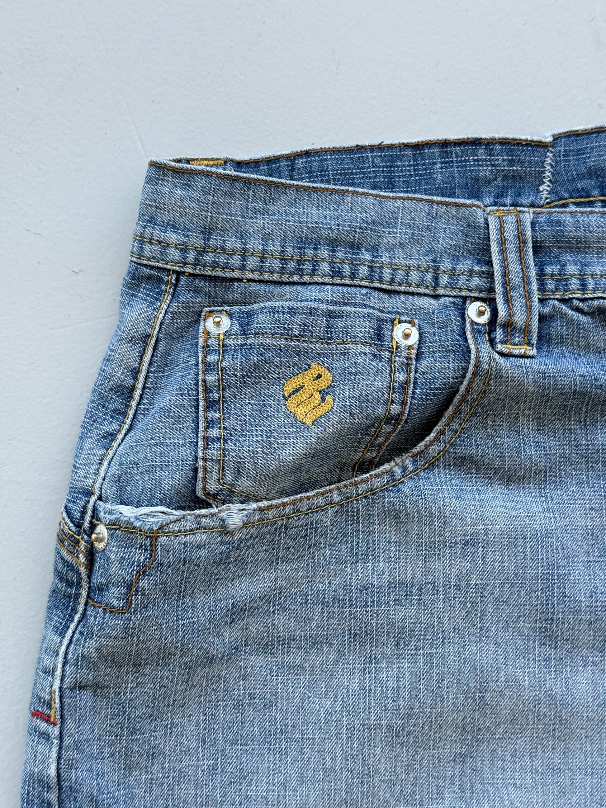Light Blue Rocawear 00's Vintage Y2K Baggy Hip Hop Denim Shorts - W38 x L14