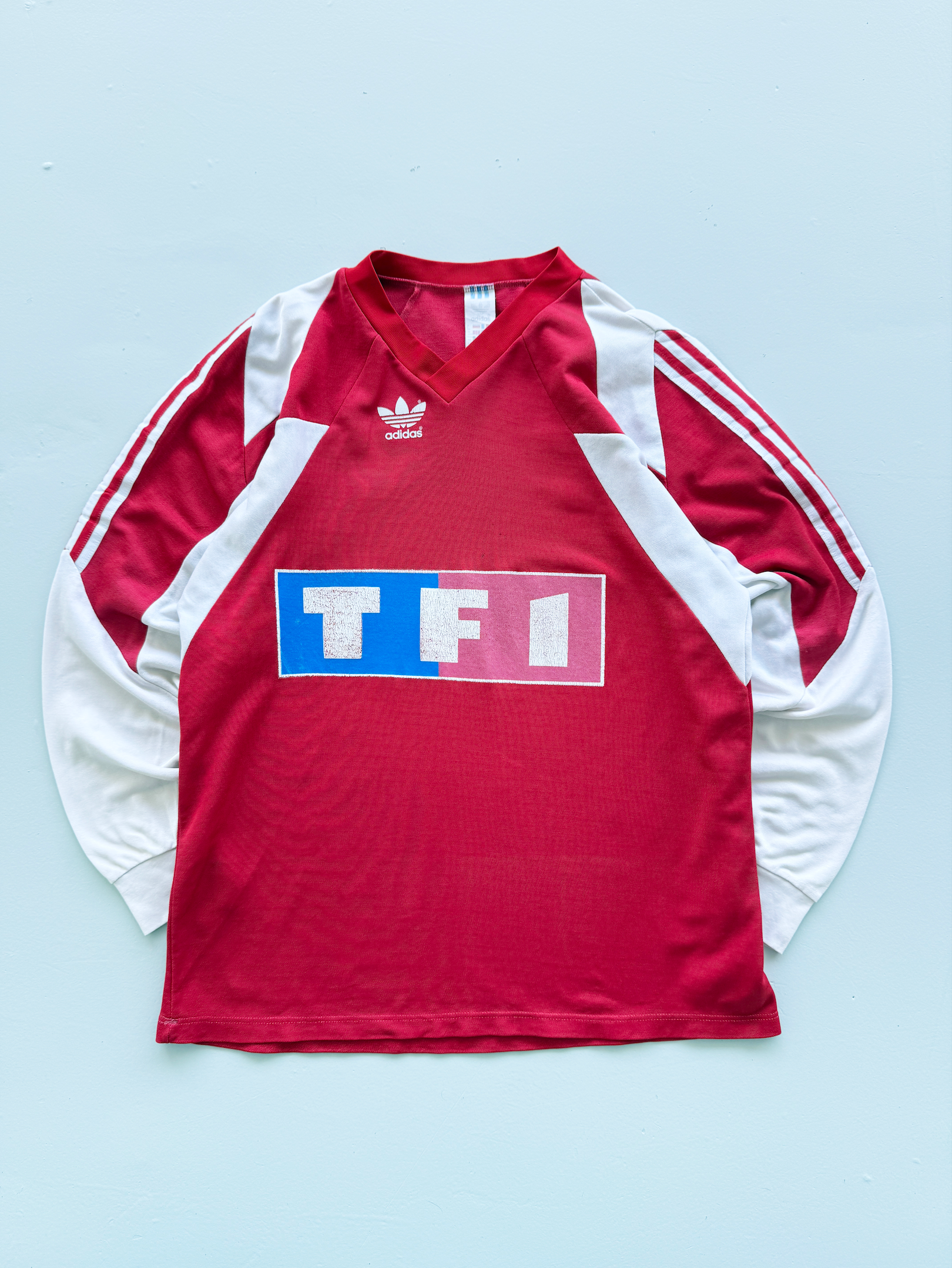 Red Adidas 1990s Coupe de France Football Shirt -  Large